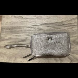 H by Halston Double Zipper Silver Wallet